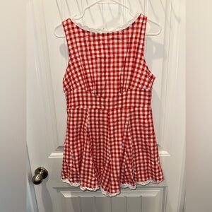Red Gingham Sleeveless Romper